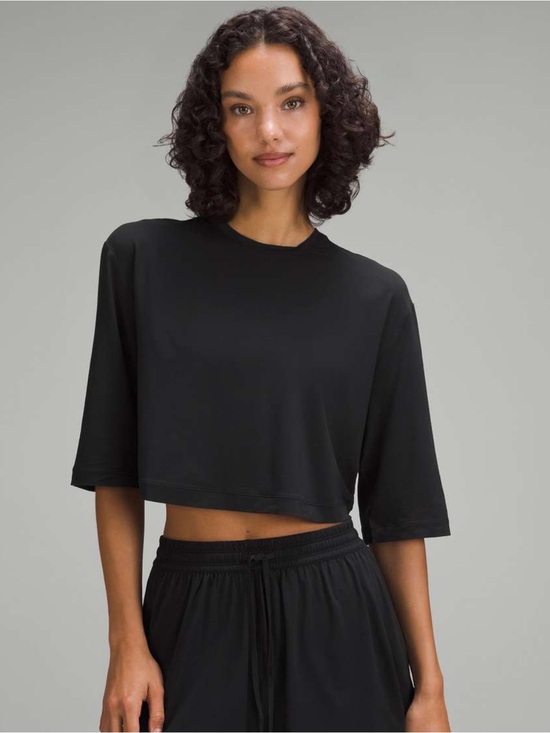 lululemon athletica Tops - NWT Lululemon Modal Relaxed-Fit Cropped Short-Sleeve Shirt - Black - Size 4